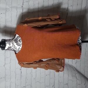 THML sz small rust blouse pom pom sleeve new with tags WT109
